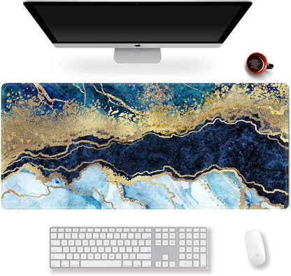 Extended Gaming Mouse Pad XXL Artso Large Keyboard Mat Long Mousepad Desk Decor Writing Pad Non Slip Rubber Base Stitched Edges for Work, Game, Office, Home, 35.1" X 15.7", Pink Marble
