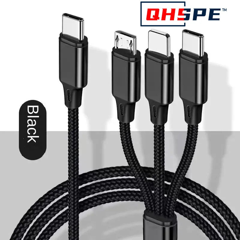 C Type 3 in 1 Charging Cable PD 1 Minute 3 Car Fast Charging Cable Suitable for Samsung, Xiaomi, Apple, Etc. Stable Charging