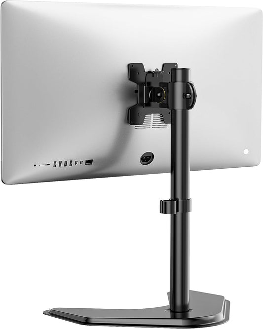 WALI Single Monitor Stand for 13-32 Inch Computer Screens, Freestanding Single Monitor Arm Desk Mount, Universal VESA Monitor Mount 75X75/100X100Mm, Adjustable Height and Angle, (MF001), Black