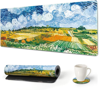 Extended Gaming Mouse Pad XXL Artso Large Keyboard Mat Long Mousepad Desk Decor Writing Pad Non Slip Rubber Base Stitched Edges for Work, Game, Office, Home, 35.1" X 15.7", Pink Marble