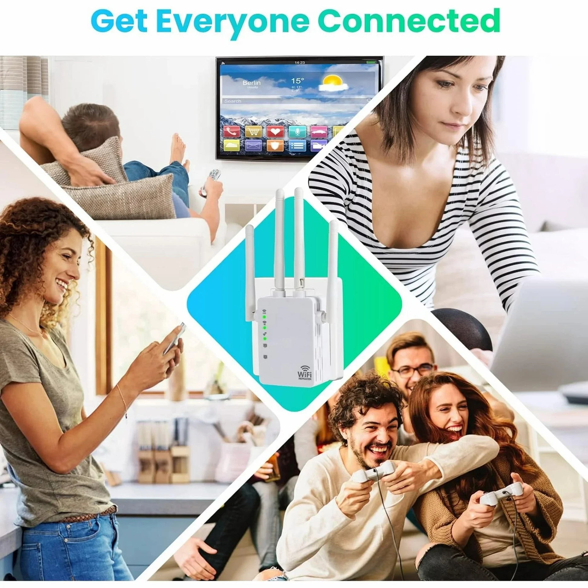 Wifi Extender Booster,Wifi Extenders Signal Booster for Home Cover up to 12880 Sq. Ft & 105 Devices, Wifi Extender, 1200Mbps Wifi Amplifier, Wifi Range Extender, Wifi Booster, Internet Booster