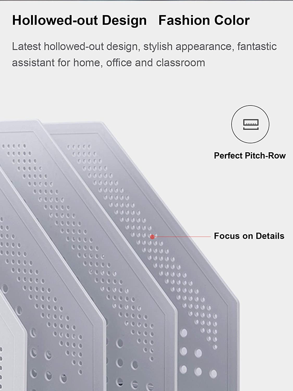 Leven Collapsible Magazine File Holder/Desk Organizer for Office Organization and Storage with 4 Vertical Compartments, Light Grey