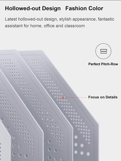 Leven Collapsible Magazine File Holder/Desk Organizer for Office Organization and Storage with 4 Vertical Compartments, Light Grey