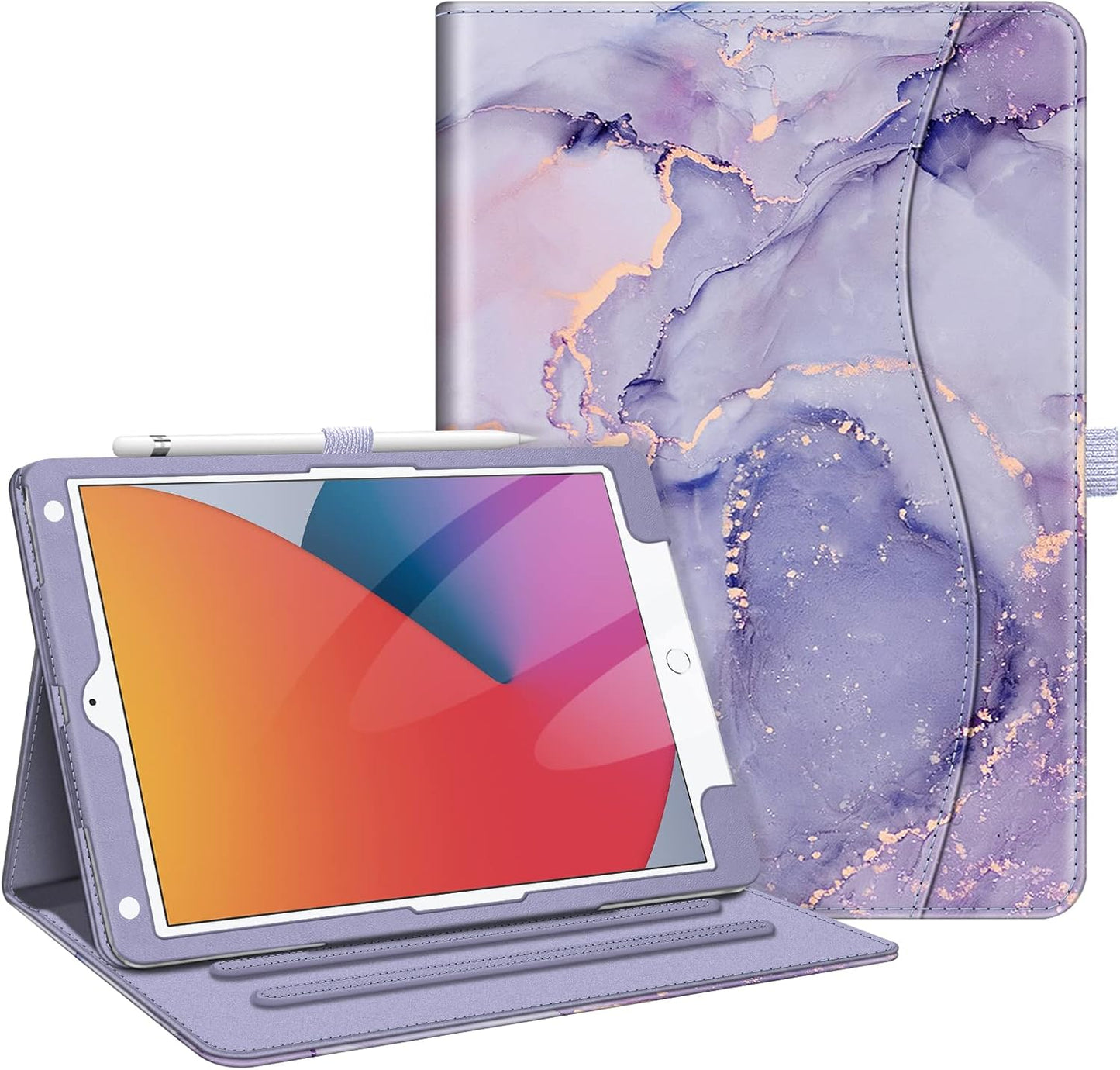 Fintie Case for Ipad 9Th / 8Th / 7Th Generation (2021/2020/2019) 10.2 Inch - [Corner Protection] Multi-Angle Viewing Stand Cover with Pocket & Pencil Holder, Auto Sleep Wake, Ocean Marble