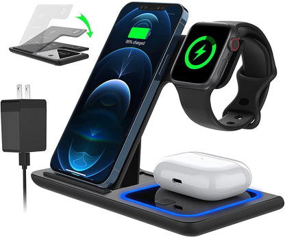 Wireless Charger,  18W Fast Iphone Charging Station for Iphone 16/15/14/13/12/11/Pro Max/Plus, 3 in 1 Wireless Charging Stand for Iwatch SE 10/9/8/7/6/5/4/3, Airpods Pro/3/2
