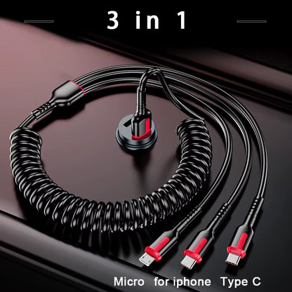 3 in 1 66W Fast Charging Cable Type C Cable Micro USB Cable for Iphone Charging Cable for Samsung Xiaomi Huawei Charger Cable