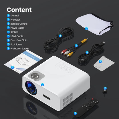Native 1080P Projector with Wifi and Bluetooth, Support 4K 100,000Hrs Lamp Life