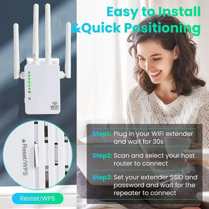 Wifi Extender Booster,Wifi Extenders Signal Booster for Home Cover up to 12880 Sq. Ft & 105 Devices, Wifi Extender, 1200Mbps Wifi Amplifier, Wifi Range Extender, Wifi Booster, Internet Booster