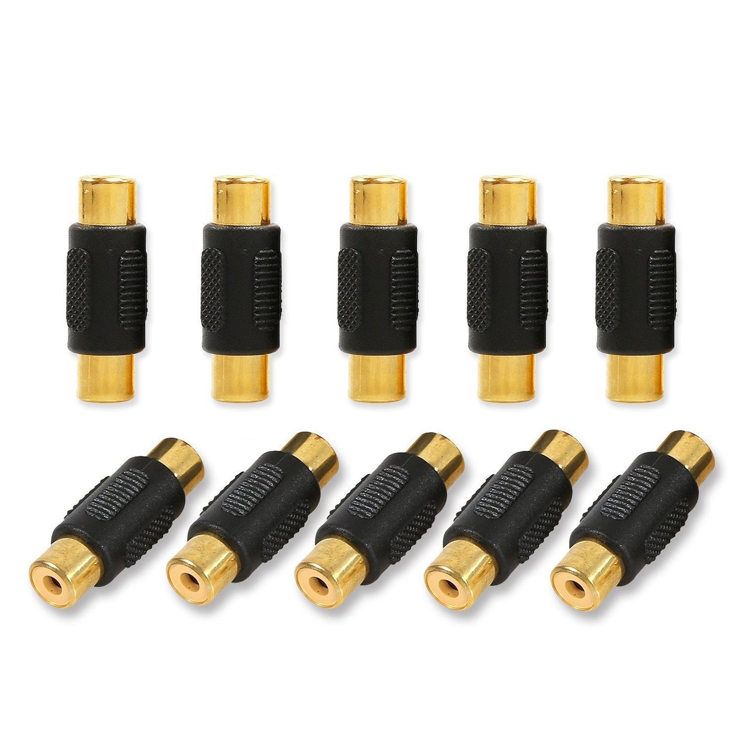 ELECTOP 10 Pack RCA Female to Female Coupler Audio Video Gold Adapter, for Phono, Speaker, RCA Cable, Amplifier