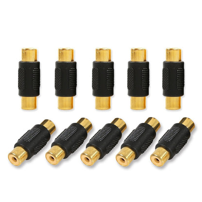 ELECTOP 10 Pack RCA Female to Female Coupler Audio Video Gold Adapter, for Phono, Speaker, RCA Cable, Amplifier