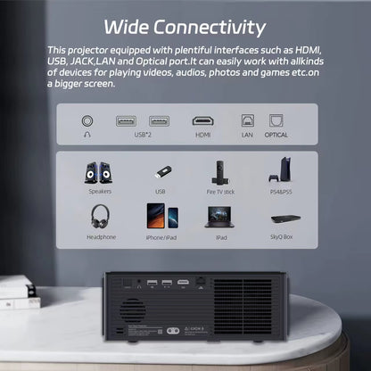 Dess C4 PRO 1080P Projector Full HD 4K 1200ANSI Projectors Video Smart TV for Home 32GB Movie Theater Beamer