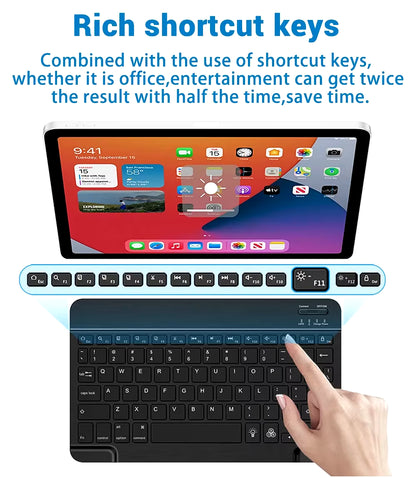 Say goodbye to clutter with our Mini Wireless Bluetooth Keyboard! 🌟 Perfect for your iOS, Android, or Windows devices, this sleek 10-inch backlit keyboard with a touchpad is a game-changer for on-the-go typing! 💻✨ #TechEssentials #WirelessKeyboard