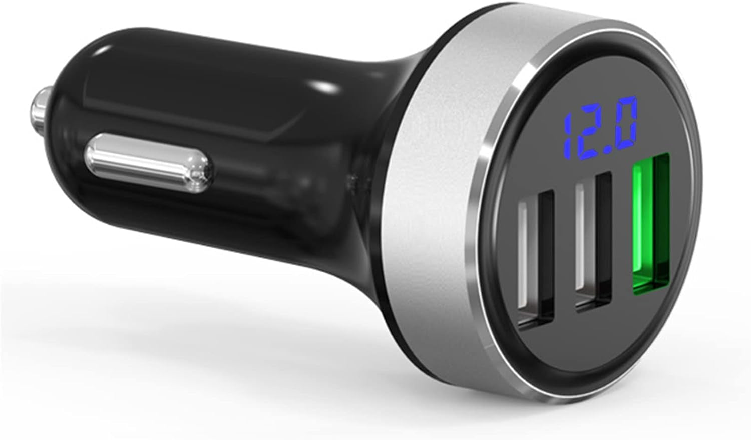 LIHAN Dual USB Car Charger, 4.8A Output, 12/24 Volt USB Adapter Plug for Cigarette Lighter Voltage Meter, Compatible with Iphone,Ipad, Samsung Galaxy, LG, Google, Black